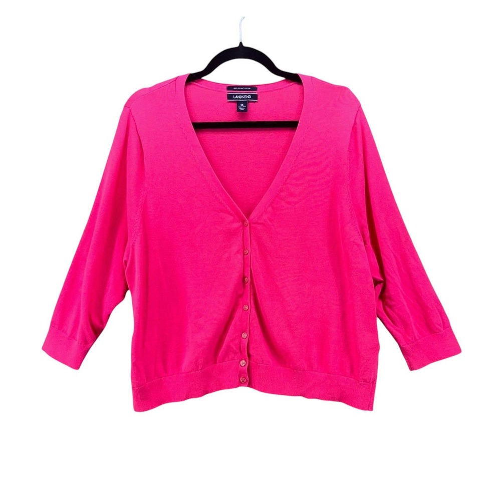 Lands End Cardigan Pink 1X